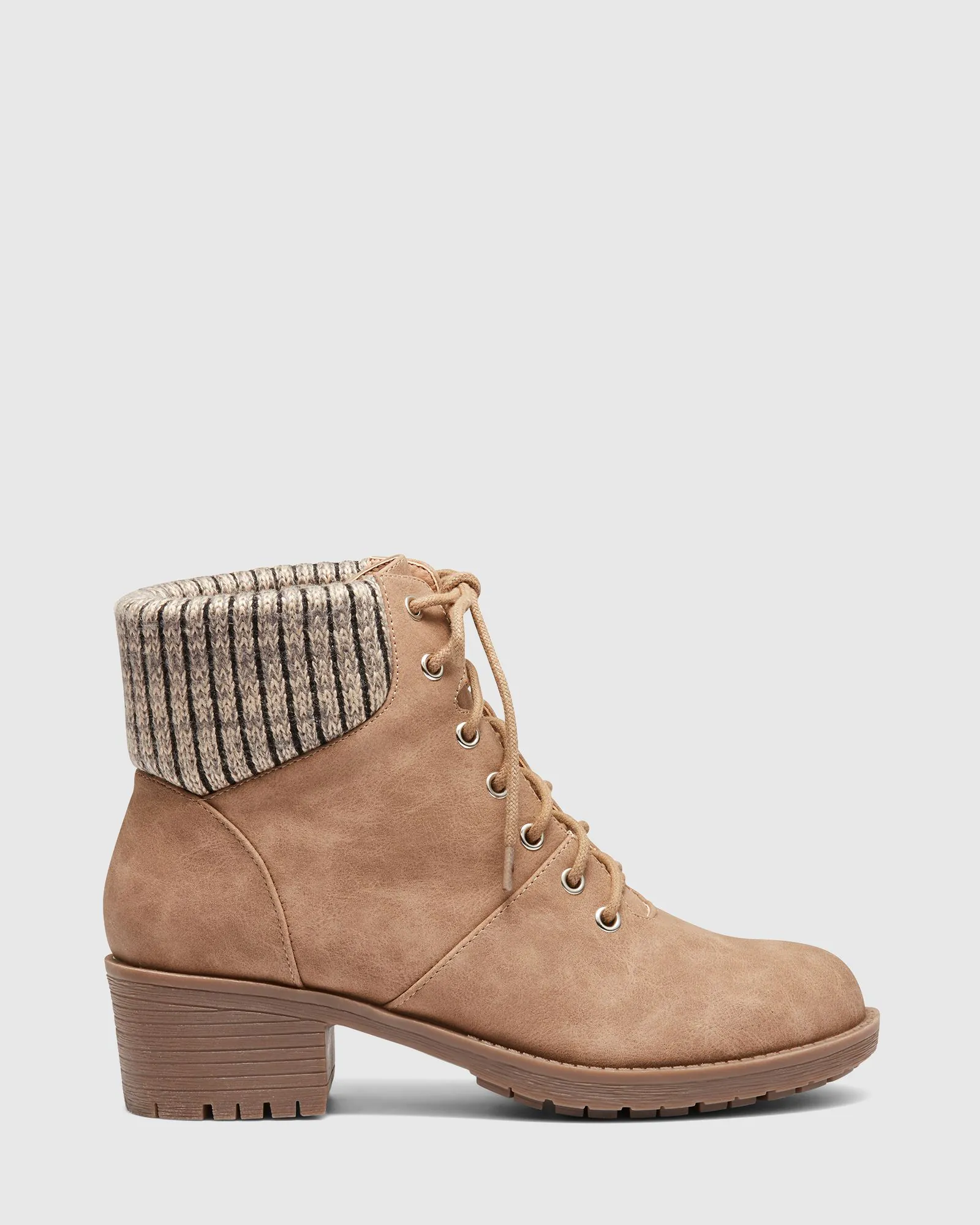 Taupe lace up booties online